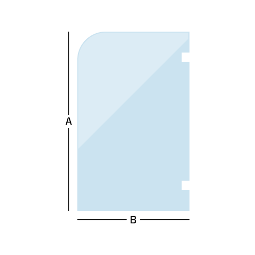diagram drawing of a custom tub screen, with measurement direction
